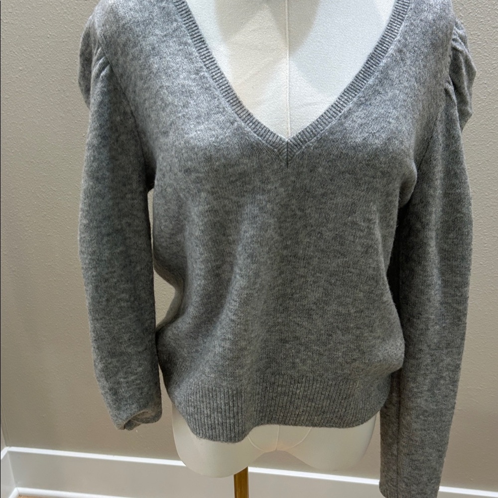 White House Black Market Charcoal V-Neck Sweater